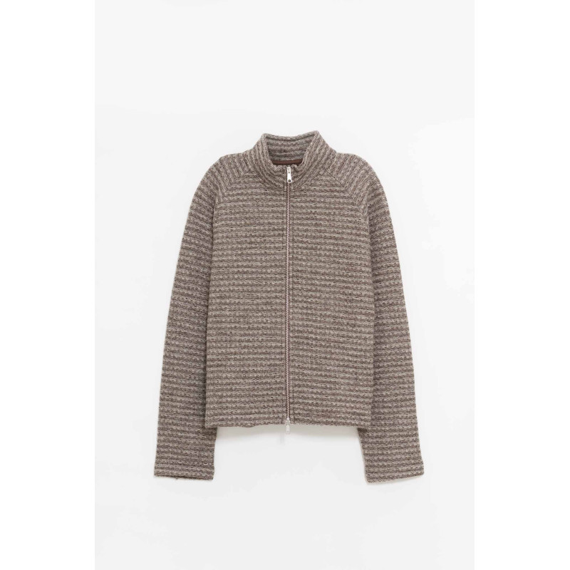 MFPEN SHREDDED BROWN LEISURE ZIP UP JACKET
